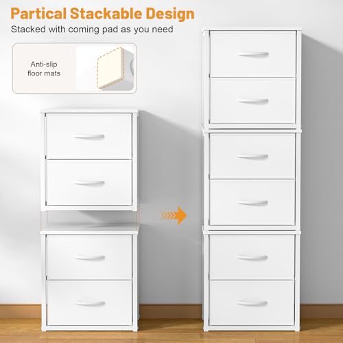 Stackable Storage Drawers 4-Pack Closet Organizer with Wood Top