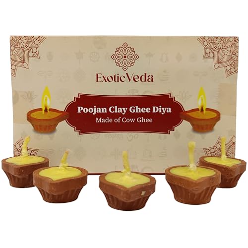 Handcrafted Clay Ghee Diya Set of 15 - Eco-Friendly Puja Lamps with Ghee Wicks