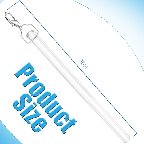 Clear Acrylic Curtain Pull Wand, 36-Inch Drapery Rod with Metal Snap (6 Pack)
