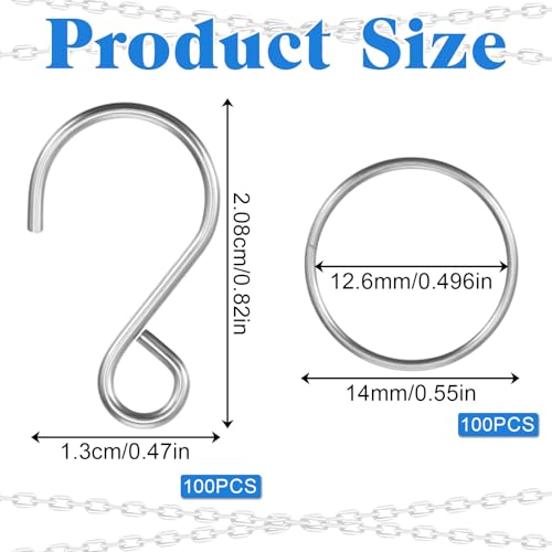 200 Pcs Mini Stainless Steel S-Hooks & Chandelier Connectors