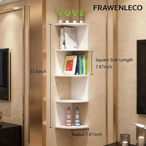 5-Tier Corner Wall Shelf, Floating Zigzag Bookshelf for Home Storage