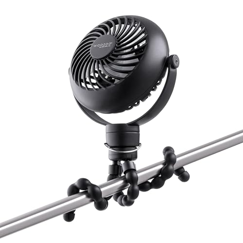 IRIS USA WOOZOO 3.5" Cordless Portable Personal Fan with Flexible Tripod Stand, 10-Hour Runtime, 360¡Æ Tilt, 3 Speeds, LED Light, Mosquito Repellent Tray, USB-C Charging, for Indoor/Outdoor Use, Black
