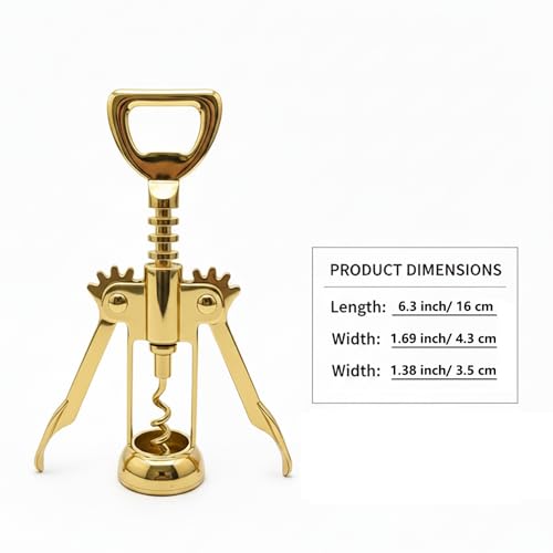 Gold Wine Opener Corkscrew - Elegant Golden Multi-Function Bar Tool