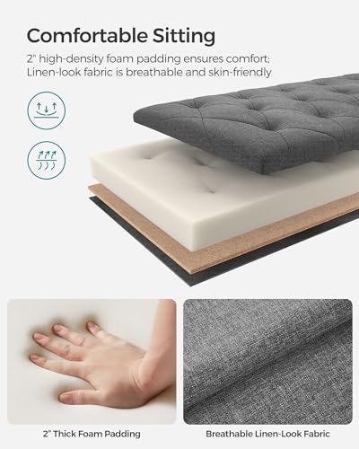 Upholstered Storage Ottoman Bench, 43-Inch End of Bed Foot Rest