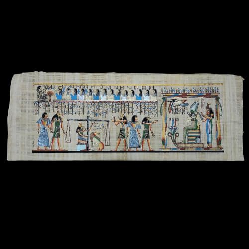 Egyptian Hand-Painted Papyrus of Hunefer Final Judgment 35x80cm - Sacred Wall Art