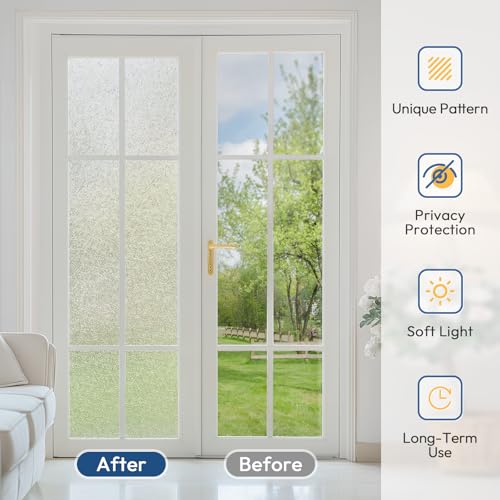 Frosted Window Privacy Film | UV Blocking Static Cling, 17.5" x 78.7"