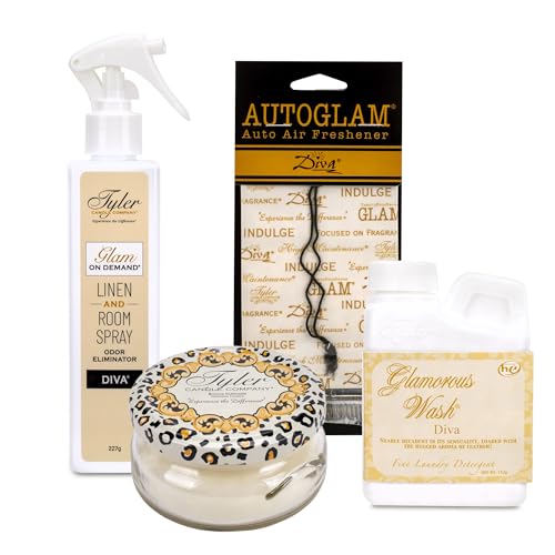 Diva Fragrance Gift Suite: Laundry Wash, Jar Candle, Spray & Car Freshener