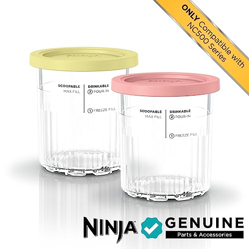 24 oz Reusable Ice Cream Maker Pints with Storage Lids, 2 Pack - Coral & Yellow