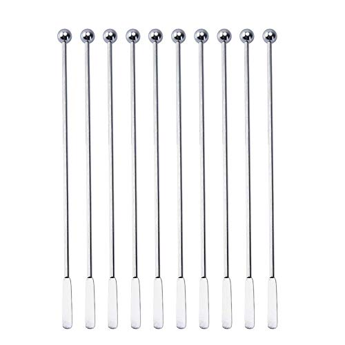 Silver 20 pcs Stainless Steel Coffee & Cocktail Stir Sticks 7.4" Reusable Barware