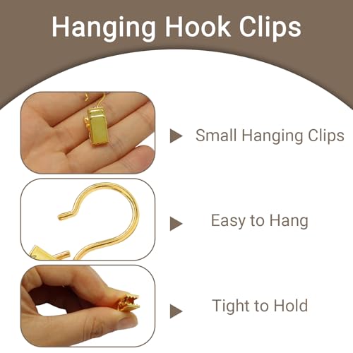 60 Pack Heavy Duty Alligator Clips, Gold Metal Hooks for String Lights & Decor
