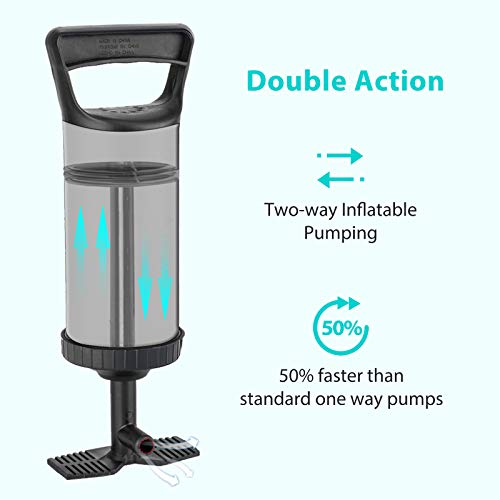 Portable Double Action Manual Air Pump with 3 Nozzles for Inflatables