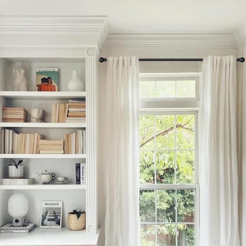Matte Black Curtain Rods 32-48 Inch Heavy Duty Metal Window Rod Set