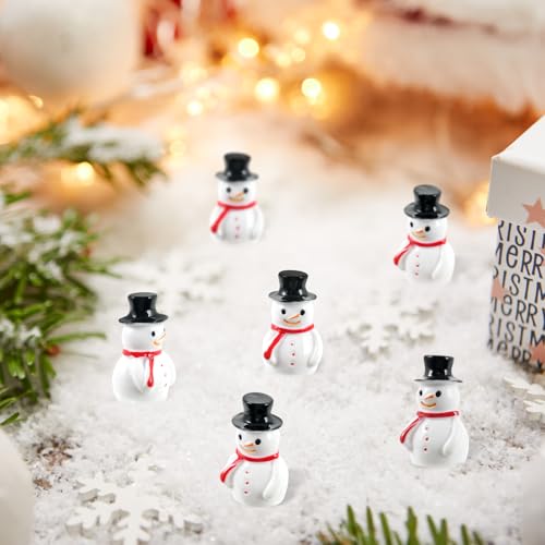 50Pcs Mini Snowman Christmas Figurines Kit,Mini Snowman Ornaments for Christmas Dec