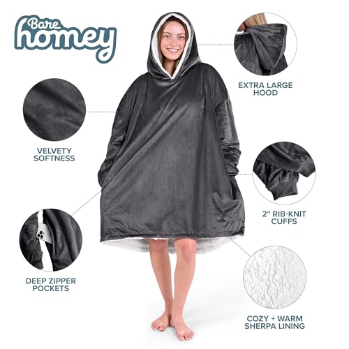 Oversized Wearable Blanket Hoodie - Soft Plush Sherpa Loungewear