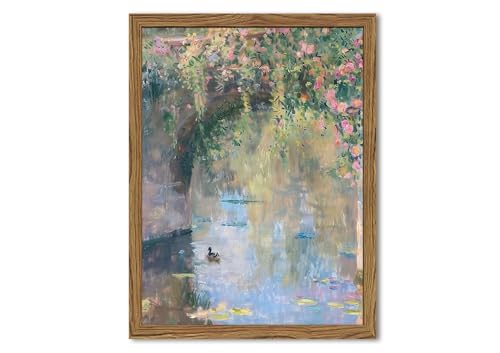 Framed Vintage Monet Canvas Wall Art Floral Landscape 8x10 Inch