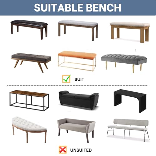 Stretch Washable Dining Bench Cover - Soft, Durable Slipcover (Beige)