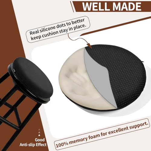 13-Inch Round Memory Foam Seat Cushion, Soft Velvet Anti-Slip Stool Pad