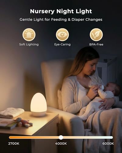 Rechargeable Baby Night Light - Dimmable Touch Control Nursery Egg Light