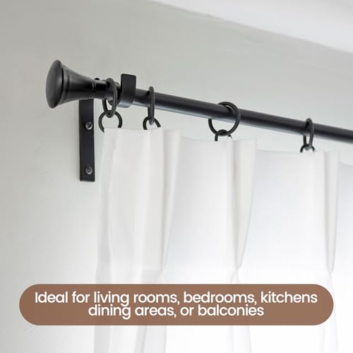 4-Pack Decorative Curtain Rod Finials for 22mm Rods - Black Iron End Caps