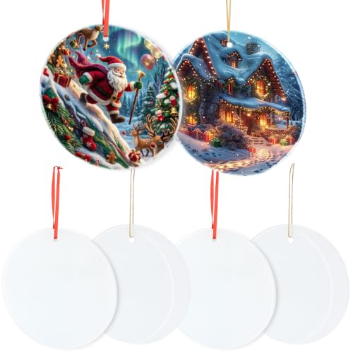 Aulsetch 50 Pack 4 Inch Glass Sublimation Ornaments Christmas Decorations
