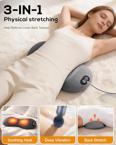 3-in-1 Back Massager with Heat & Vibration | Ergonomic Lumbar Support Pillow
