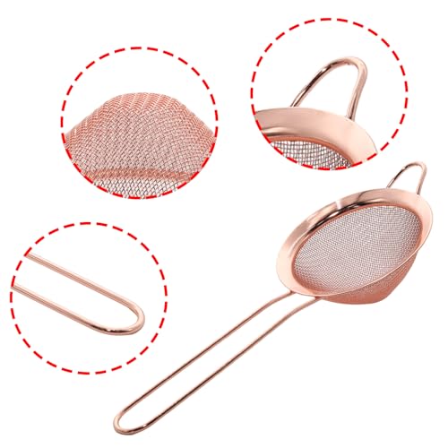 WOLVINA Rose Gold Fine Mesh Strainer - 304 Stainless Steel Handheld Kitchen Filter for Tea & Cocktails