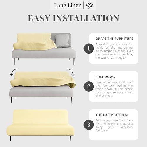 Full Size Stretch Futon Cover - Soft Elastic Slipcover in Pearl Ivory