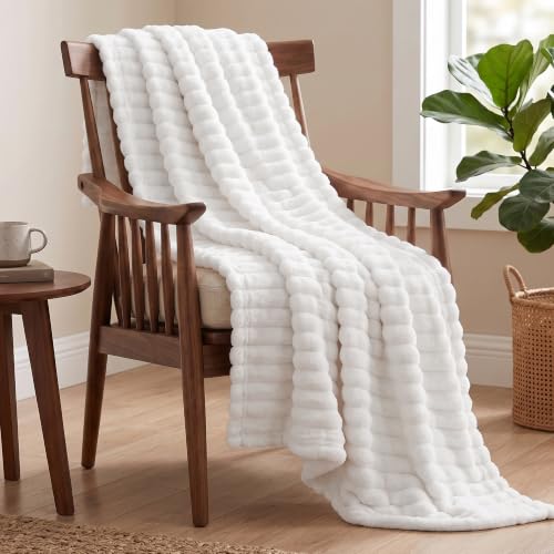 Striped Fleece Throw Blanket, Soft Plush Microfiber Blanket 50x60 Inches