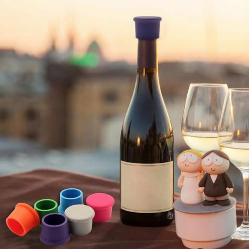 12 Pcs Reusable Silicone Wine & Champagne Bottle Stoppers - Airtight & Flexible