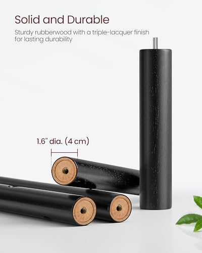 Solid Wood Coat Rack, Free Standing Hall Tree with 8 Hooks, Black