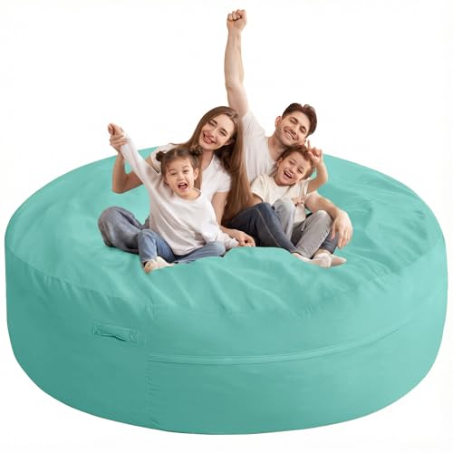 7-Foot Memory Foam Bean Bag Chair - Extra Large Velvet Lounger (Aqua)