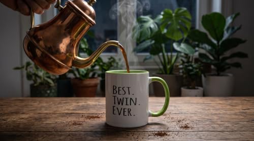 3dRose Best Twin Ever - gifts for siblings 15oz Two-Tone Green Mug