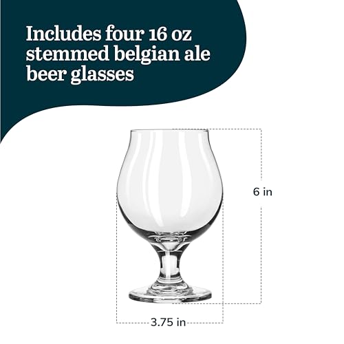 Tulip Beer Glasses, 16 Oz Stemmed Craft Ale Goblets, Set of 4