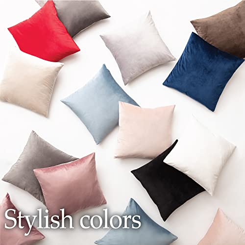 lalaLOOM Velvet Throw Pillow Covers, Set of 2, 24x24 Decorative Square Pillows Home Decor, Soft Accent Cases, Silky Machine Washable Pillowcases for Sofa, Couch, Bedroom, Living Room, Taupe