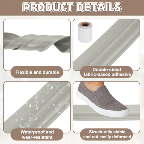 Flexible Silicone Carpet Transition Strip - 9.8ft Floor Edge Trim, Gray