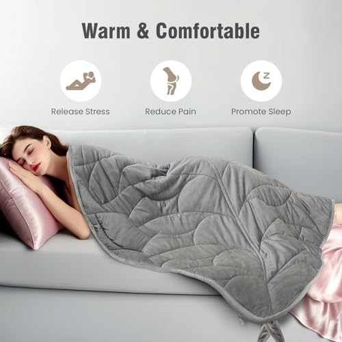 KAWBIYJ Grey 7lb Weighted Lap Blanket - Cozy Velvet Travel & Relaxation Gift
