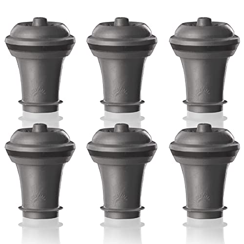 Vacuum Wine Bottle Stoppers 6-Pack - Reusable Wine Saver Caps (Gray)