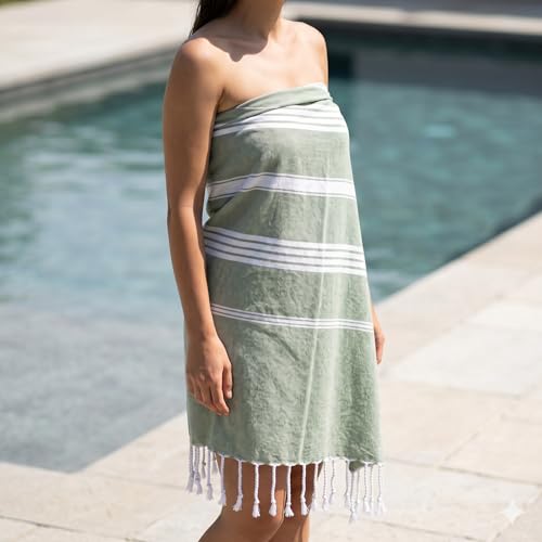 Oversized Turkish Beach Towel 38x70 Inch - Quick Dry Lightweight Cotton