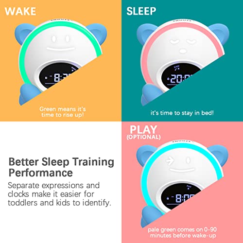 Kids Sleep Training Alarm Clock with Night Light and Sound Machine - Blue