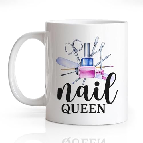 Gkodw White 11oz Double-Sided Nail Artist Mug - Funny Nail Technician Coffee Cup