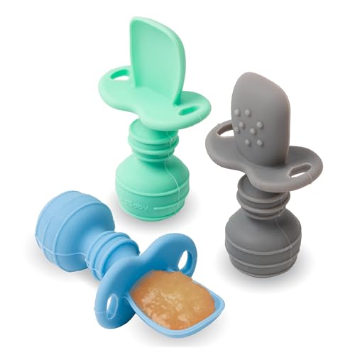 Silicone Baby Spoons with Anti-Choke Barrier for Self-Feeding