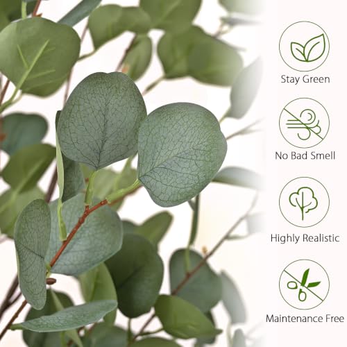 6FT Faux Eucalyptus Tree with Natural Wood Trunk & Planter