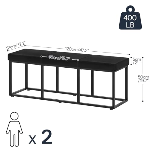 Upholstered Dining Bench with PU Leather Seat, 47-Inch Entryway Bench