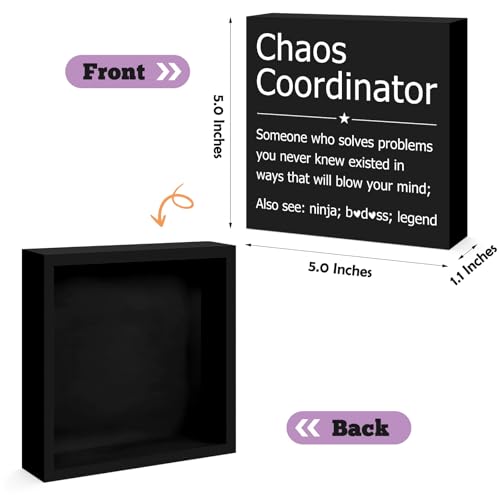 Chaos Coordinator Gifts Wooden Box Sign 5in x 5in x 1.1in, Xiahuyu 003