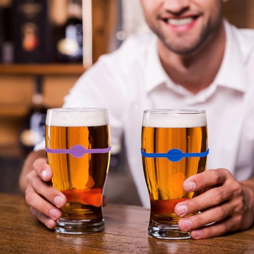 24pcs Silicone Drink Markers for Wine Glasses and Bottles, Colorful Cocktail Labels