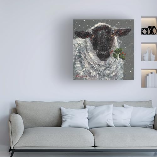 Christmas Sheep Canvas Wall Art 35x35in by Mary Miller Veazie, Ready to Hang