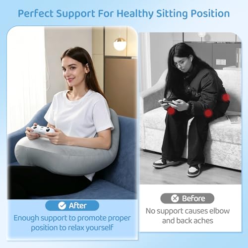 U-Shaped Crochet Pillow with Detachable Back Support - Grey