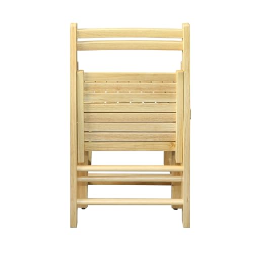 Solid Wood Folding Chairs - 2-Piece Set, Natural Finish