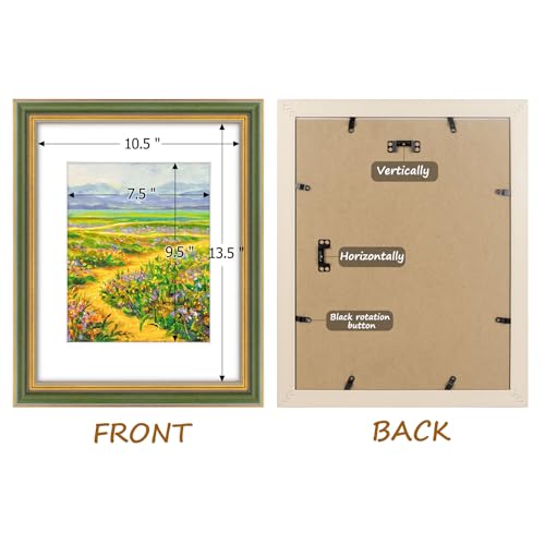 Ornate 11x14 Picture Frame with Mat for 8x10 Photos, Green Gold Finish