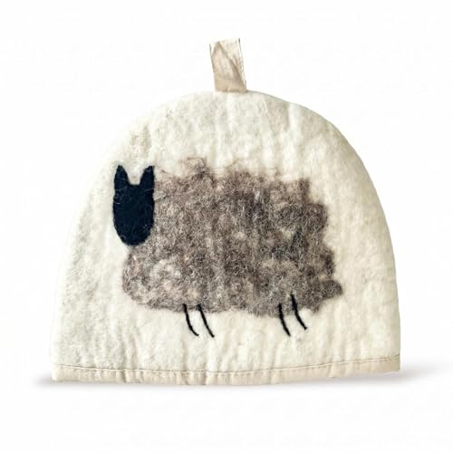 Sheep Wool Teapot Cozy Cover – Large Handmade Dome-Shaped Tea Kettle Cover, Insulates Hot Drinks Up to 2 Hours, Gift Idea